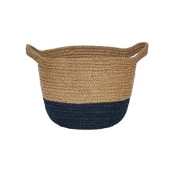Geilo Jute Navy Lined Basket H27Cm D28Cm
