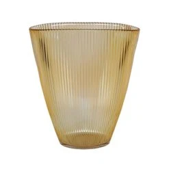 Amber Ribbed Vase H24.5Cm W21.5Cm