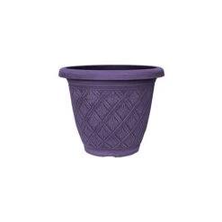 Woven Blossom Planter 41cm Brushed Wood Effect Violet