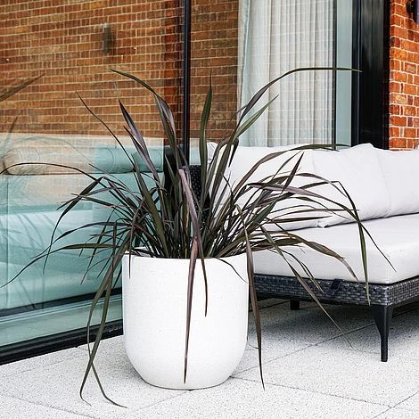 Catania White Terrazzo Set Of 2 Round Planters - Image 2