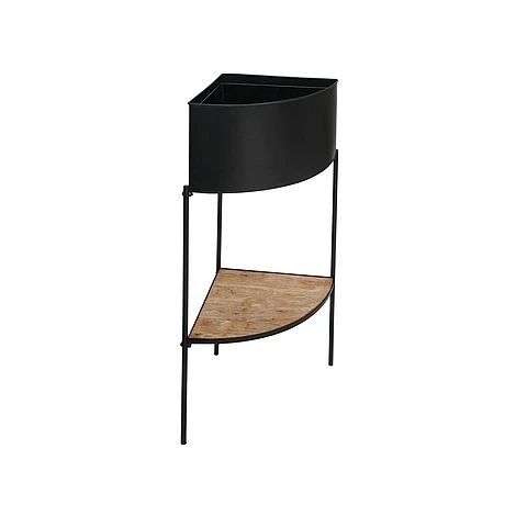 Indoor Kensington Metal Corner Planter Stand In Black H76Cm W30Cm