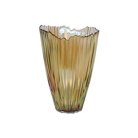 Mocha Rippled Glass Vase H30Cm W20.5Cm - Image 2