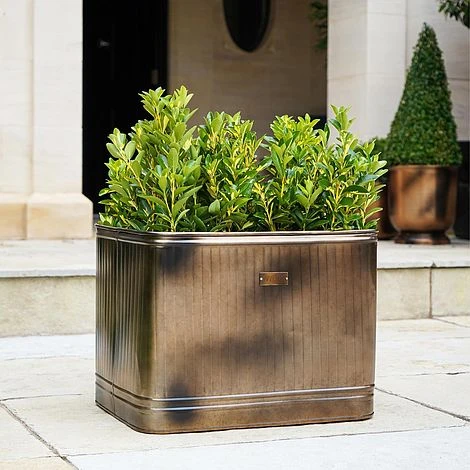 Outdoor Hampton Rectangular Copper Metal Planter H38Cm W50Cm - Image 2