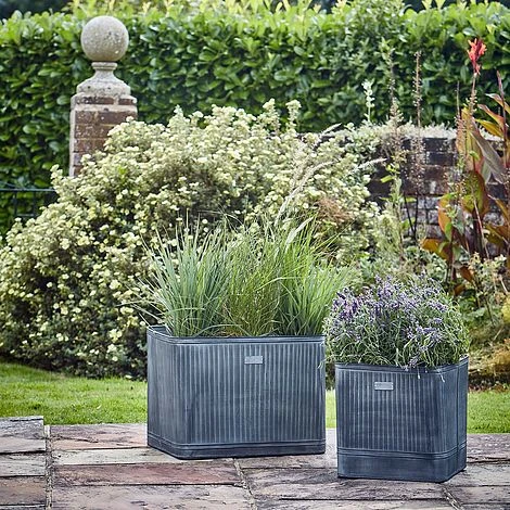 Outdoor Hampton Square Galvanised Metal Planter H45Cm W44Cm - Image 2