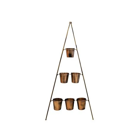 Outdoor Vertical Gold Metal Wall Plant Stand With Planters H128Cm W51Cm Planter Size Ext Diam 9Cm