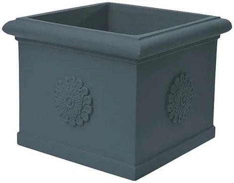 Idra Plastic Festooned Square Planter 45cm - Anthracite