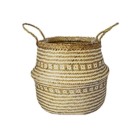 Seagrass Tribal White Lined Basket Small H25Cm D30Cm