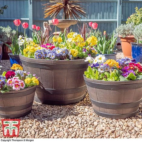 Wooden Barrel Effect Planter – Medium - Image 5