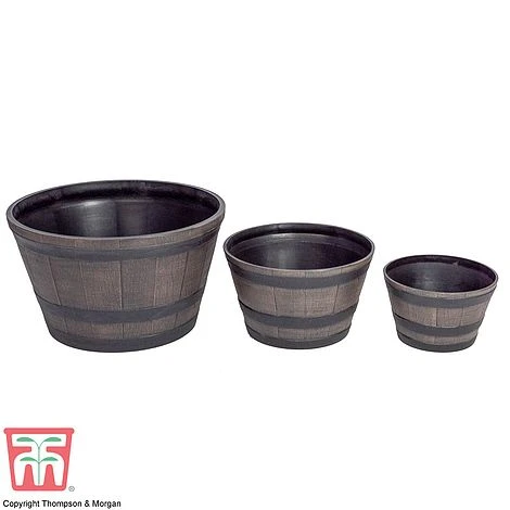 Wooden Barrel Effect Planter – Medium - Image 6