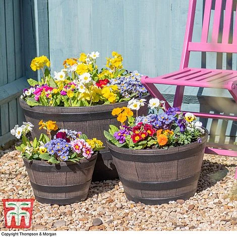 Wooden Barrel Effect Planter – Medium - Image 4