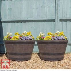 Wooden Barrel Effect Planter – Large